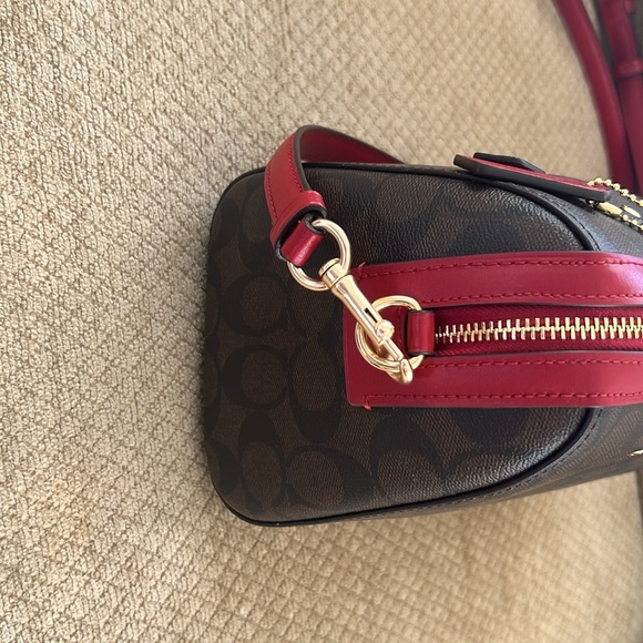 Coach Rowan Brown and Red Satchel New - Picture 4 of 11
